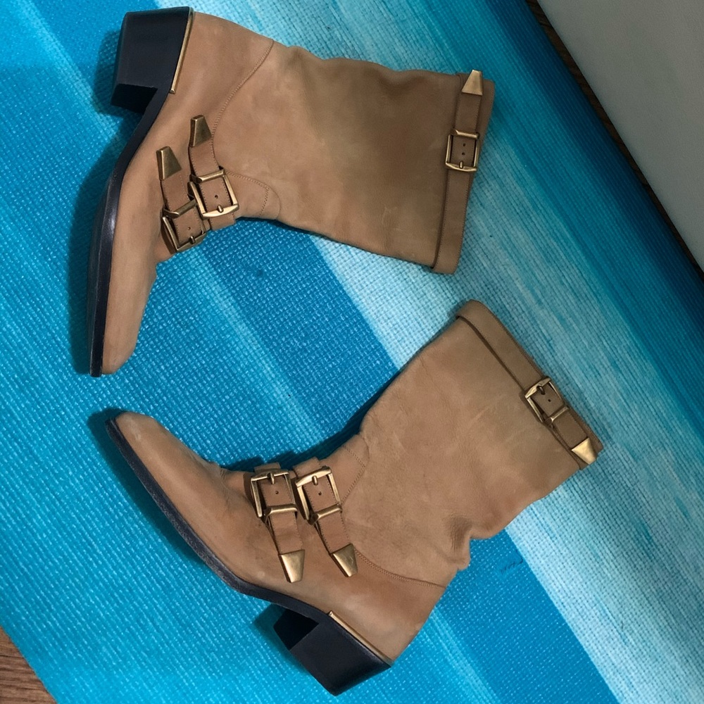 Chloe Susanna Buckle Strap Mid Calf Boot